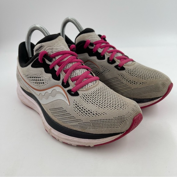 Saucony Women’s Ride 14 Fog Grey / Cherry Running Shoes - Size 6.5 - Picture 11 of 11